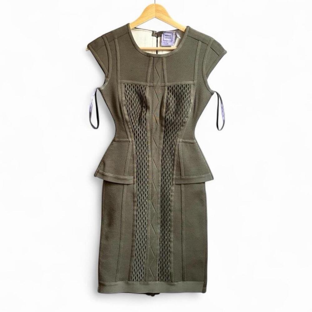 Herve Leger by Max Azria Astrid Body Con Women’s XS Designer Olive Green Dress